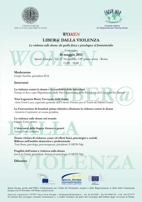 Roma. 16 maggio. Convegno. Violenza sulle donne, femminicidio, istituzioni